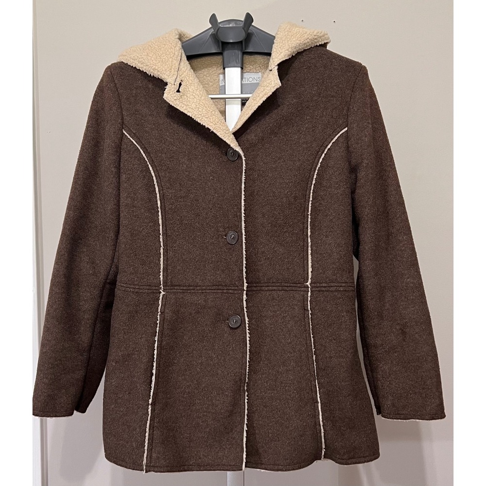 Vintage Y2K "Penny Lane" style faux-suede sherpa lined jacket-coat EUC
